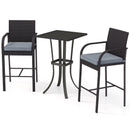 3-Piece Patio Wicker Rattan Bar Height Chairs and Square Table Set-Black by LJGDeals