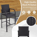 3-Piece Patio Wicker Rattan Bar Height Chairs and Square Table Set-Black by LJGDeals
