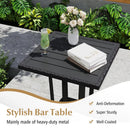 3-Piece Patio Wicker Rattan Bar Height Chairs and Square Table Set-Black by LJGDeals