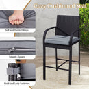 3-Piece Patio Wicker Rattan Bar Height Chairs and Square Table Set-Black by LJGDeals