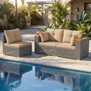 Patio Wicker Sectional Furniture Set with 1 Armless and 2 Corner Sofas for Garden by LJGDeals