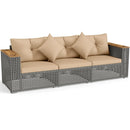 Patio Wicker Sectional Furniture Set with 1 Armless and 2 Corner Sofas for Garden by DirectDeals