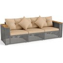 Patio Wicker Sectional Furniture Set with 1 Armless and 2 Corner Sofas for Garden by LJGDeals
