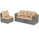 Patio Wicker Sectional Furniture Set with 1 Armless and 2 Corner Sofas for Garden by LJGDeals