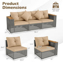 Patio Wicker Sectional Furniture Set with 1 Armless and 2 Corner Sofas for Garden by DirectDeals