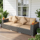 Patio Wicker Sectional Furniture Set with 1 Armless and 2 Corner Sofas for Garden by LJGDeals