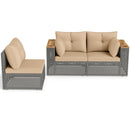 Patio Wicker Sectional Furniture Set with 1 Armless and 2 Corner Sofas for Garden by LJGDeals
