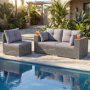 Patio Wicker Sectional Furniture Set with 1 Armless and 2 Corner Sofas for Garden by DirectDeals