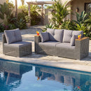 Patio Wicker Sectional Furniture Set with 1 Armless and 2 Corner Sofas for Garden by LJGDeals