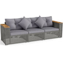 Patio Wicker Sectional Furniture Set with 1 Armless and 2 Corner Sofas for Garden by LJGDeals