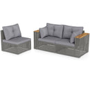 Patio Wicker Sectional Furniture Set with 1 Armless and 2 Corner Sofas for Garden by LJGDeals