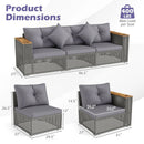 Patio Wicker Sectional Furniture Set with 1 Armless and 2 Corner Sofas for Garden by LJGDeals