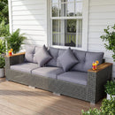 Patio Wicker Sectional Furniture Set with 1 Armless and 2 Corner Sofas for Garden by DirectDeals