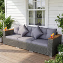 Patio Wicker Sectional Furniture Set with 1 Armless and 2 Corner Sofas for Garden by LJGDeals