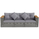 Patio Wicker Sectional Furniture Set with 1 Armless and 2 Corner Sofas for Garden by LJGDeals