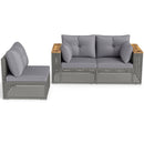 Patio Wicker Sectional Furniture Set with 1 Armless and 2 Corner Sofas for Garden by LJGDeals