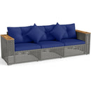 Patio Wicker Sectional Furniture Set with 1 Armless and 2 Corner Sofas for Garden by LJGDeals