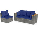 Patio Wicker Sectional Furniture Set with 1 Armless and 2 Corner Sofas for Garden by LJGDeals