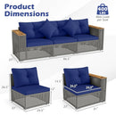 Patio Wicker Sectional Furniture Set with 1 Armless and 2 Corner Sofas for Garden by DirectDeals