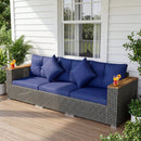 Patio Wicker Sectional Furniture Set with 1 Armless and 2 Corner Sofas for Garden by LJGDeals