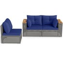 Patio Wicker Sectional Furniture Set with 1 Armless and 2 Corner Sofas for Garden by LJGDeals