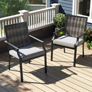 Patio Wicker Chairs Set of 2 Stackable Rattan Armchairs with Removable Cushions-Grey by LJGDeals