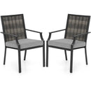 Patio Wicker Chairs Set of 2 Stackable Rattan Armchairs with Removable Cushions-Grey by LJGDeals