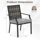 Patio Wicker Chairs Set of 2 Stackable Rattan Armchairs with Removable Cushions-Grey by LJGDeals