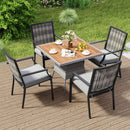 Patio Wicker Chairs Set of 2 Stackable Rattan Armchairs with Removable Cushions-Grey by LJGDeals