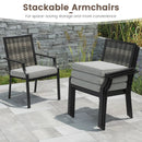 Patio Wicker Chairs Set of 2 Stackable Rattan Armchairs with Removable Cushions-Grey by LJGDeals