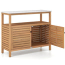 Patio Wood Storage Cabinet Outdoor Acacia Wood Buffet Cabinet by LJGDeals