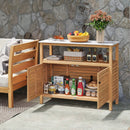 Patio Wood Storage Cabinet Outdoor Acacia Wood Buffet Cabinet by DirectDeals