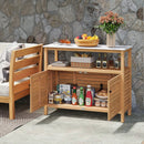 Patio Wood Storage Cabinet Outdoor Acacia Wood Buffet Cabinet by LJGDeals