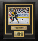 Patrice Bergeron in Action Boston Bruins 8" x 10" Framed Hockey Photo with Engraved Autograph by Dynasty Sports & Framing