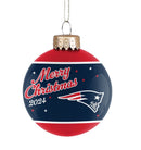 New England Patriots 2024 Holiday Glass Ball Ornament by Dynasty Sports & Framing