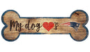 New England Patriots Football Dog Bone Wooden Sign by Dynasty Sports & Framing