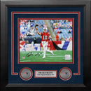 Drake Maye Throwback Action New England Patriots Autographed 8" x 10" Framed Football Photo by Dynasty Sports & Framing