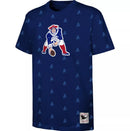 New England Patriots Mitchell & Ness All-Over Print Blue Youth T-Shirt by Dynasty Sports & Framing