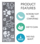Stair Treads Rug 9"x28" Paw Collection | Gray & White