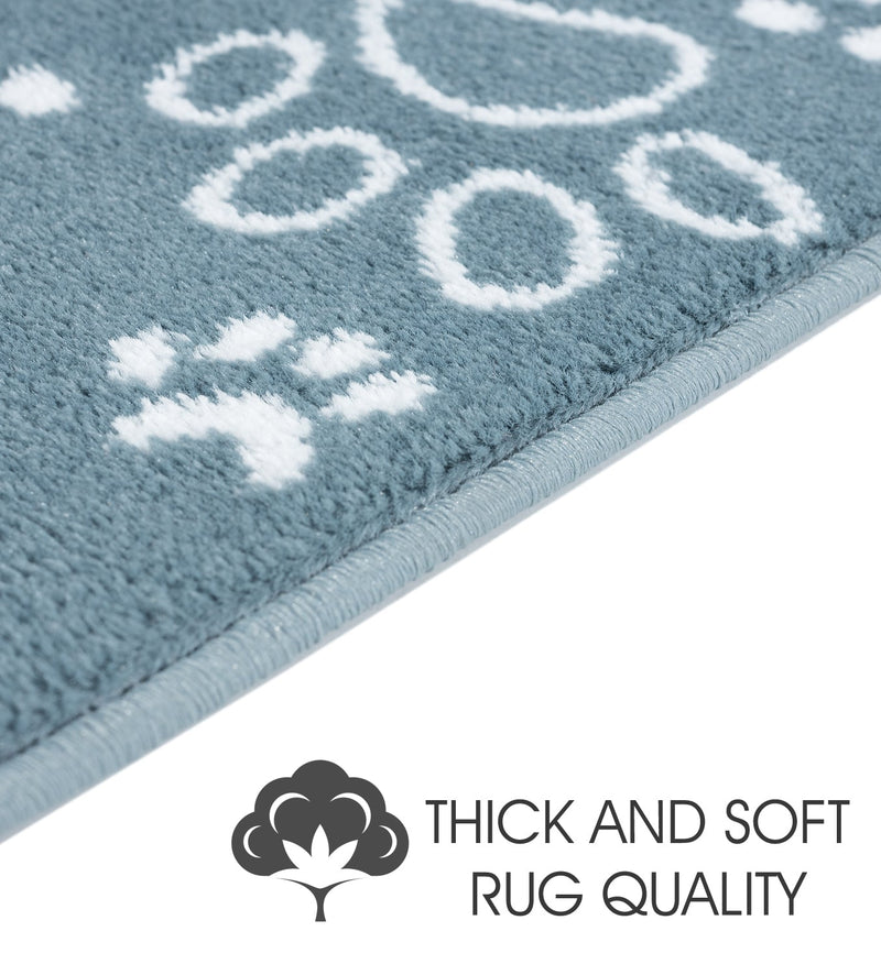 Stair Treads Rug 9"x28" Paw Collection | Teal & White