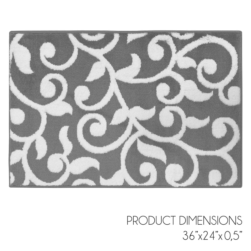 Sussex Home, Landing Rug, Slip Resistant Indoor Carpets Includes Adhesive Tape  2' x 3'-Floral Collection |Gray&White