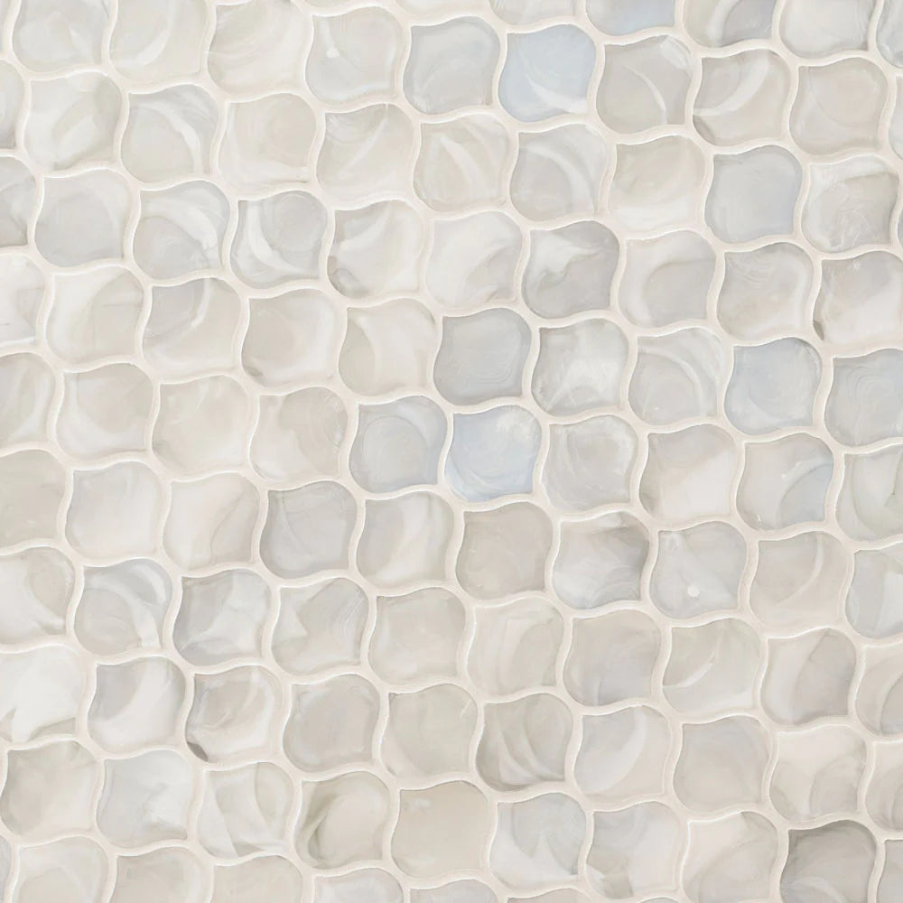 MSI Pearla Arabesque Glass Mosaic Tile 10"x10.2", angled view
