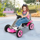 Pedal Powered 4-Wheel Toy Car with Adjustable Steering Wheel and Seat-Pink by LJGDeals