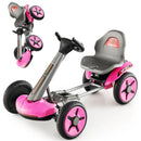 Pedal Powered 4-Wheel Toy Car with Adjustable Steering Wheel and Seat-Pink by LJGDeals