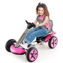 Pedal Powered 4-Wheel Toy Car with Adjustable Steering Wheel and Seat-Pink by LJGDeals