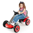 Pedal Powered 4-Wheel Toy Car with Adjustable Steering Wheel and Seat-Red by LJGDeals