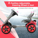 Pedal Powered 4-Wheel Toy Car with Adjustable Steering Wheel and Seat-Red by LJGDeals
