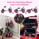 Pedal Powered 4-Wheel Toy Car with Adjustable Steering Wheel and Seat-Pink by LJGDeals
