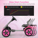 Pedal Powered 4-Wheel Toy Car with Adjustable Steering Wheel and Seat-Pink by LJGDeals