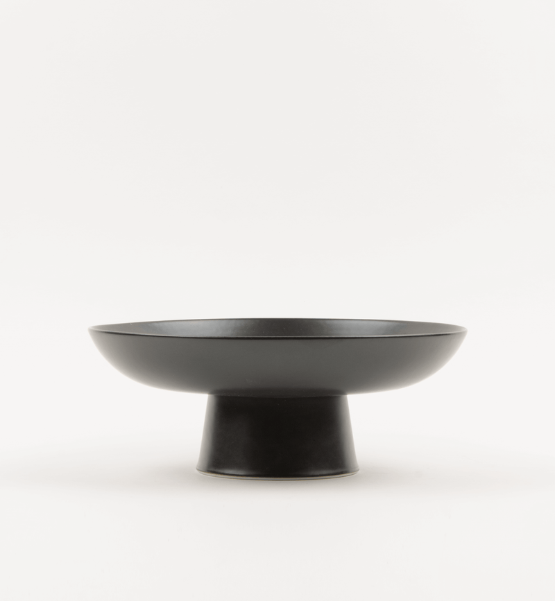 Matte Black Ceramic Footed Bowl